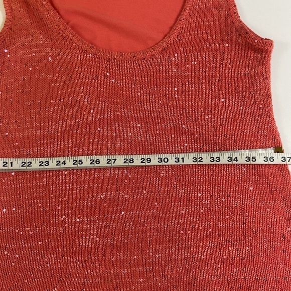 ASHLEY STWART SEQUINED FRONT,PEACH, ARMHOLE TOP. SIZE14-16 - Picture 7 of 8